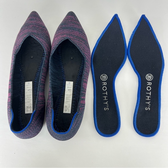 ROTHY’S The Point Magenta Heather Purple Blue Pointed Toe Slip On Flats Sz 9.5 - Picture 10 of 15